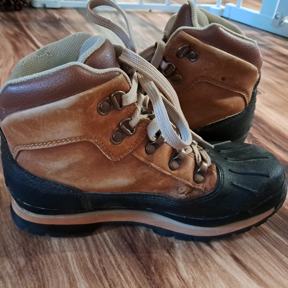 Timberland Euro Hiker Shell Toe Boot Boys Size 4 Tobacco Brown And Black - Picture 5 of 11